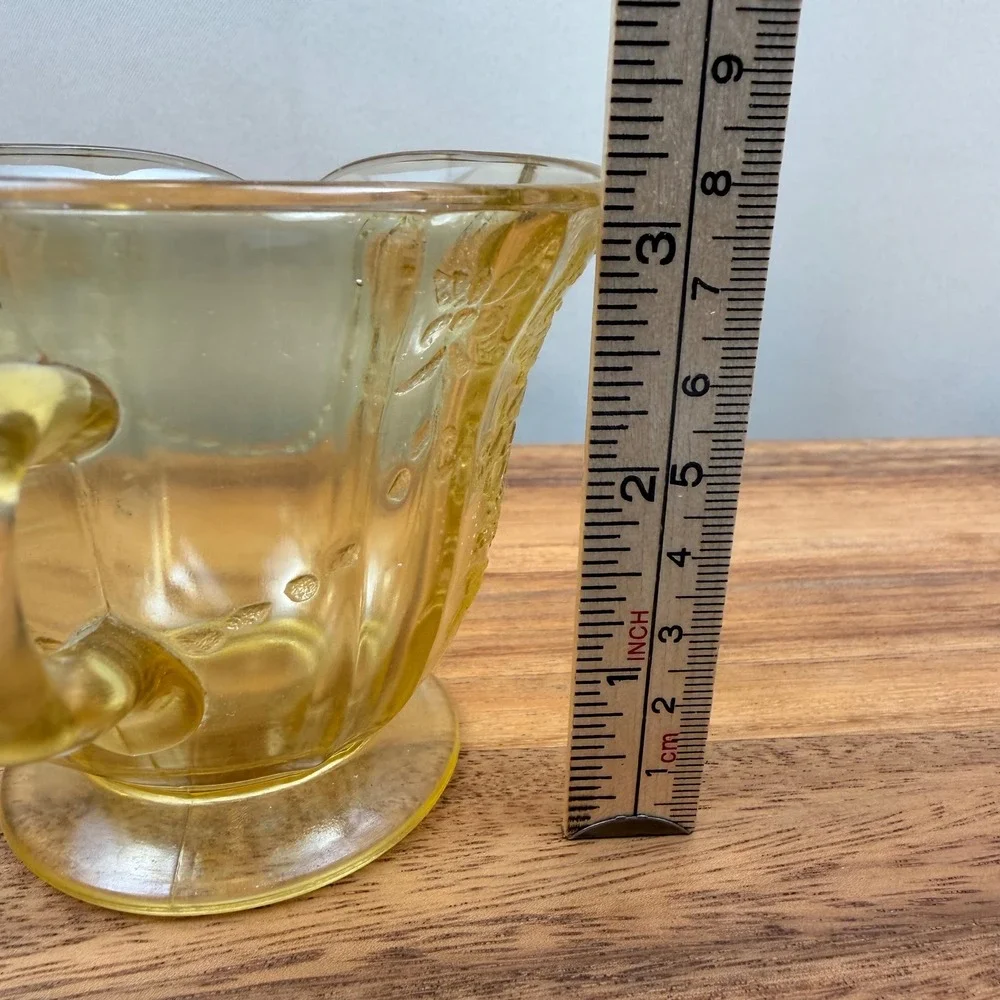 Federal Glass Madrid‎ Amber Yellow Depression Glass Creamer and Sugar Bowl Set